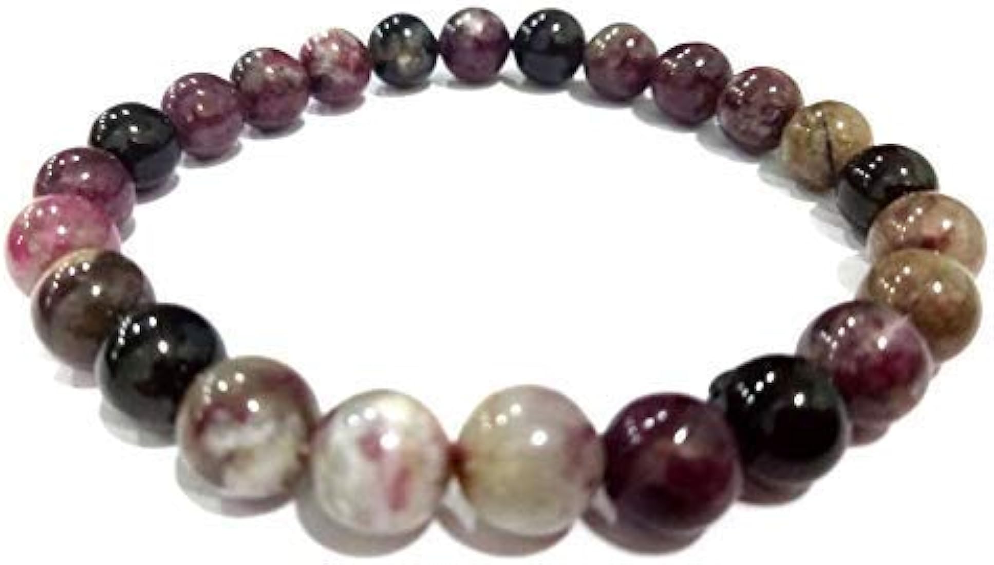 Natural Watermelon Tourmaline Bracelet - 8mm Semi Precious Gemstone Beads for Reiki Healing and Chakra Balance Default Title